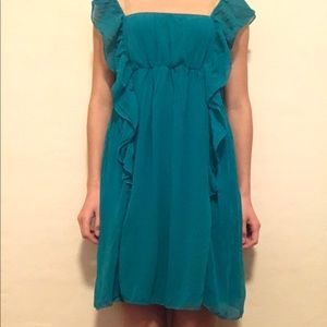 Turquoise Ruffle Midi Dress